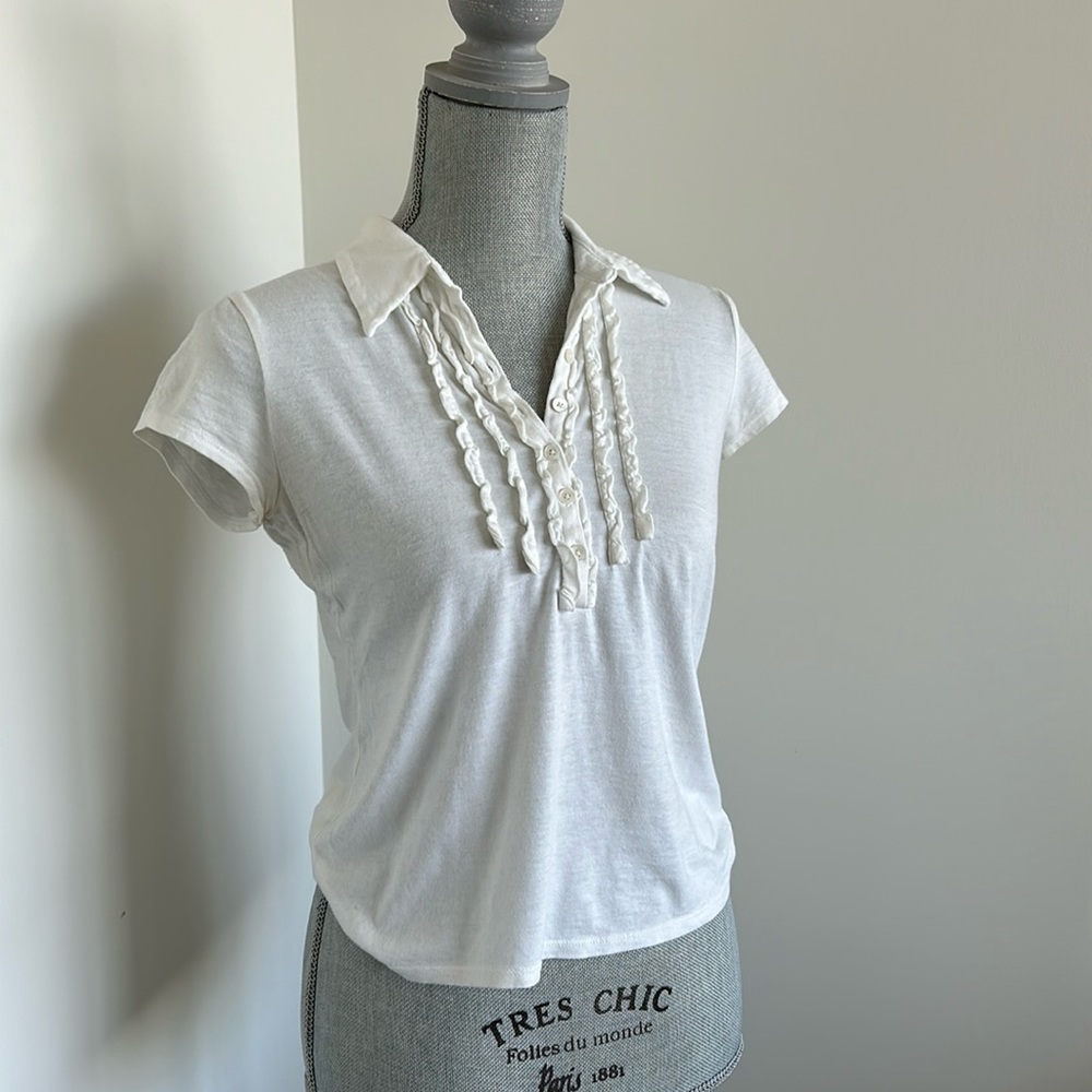 Talbots Cropped White Polo - Picture 1 of 5